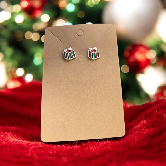 Present Holiday Festive Stud Earrings - Picture 1 of 2